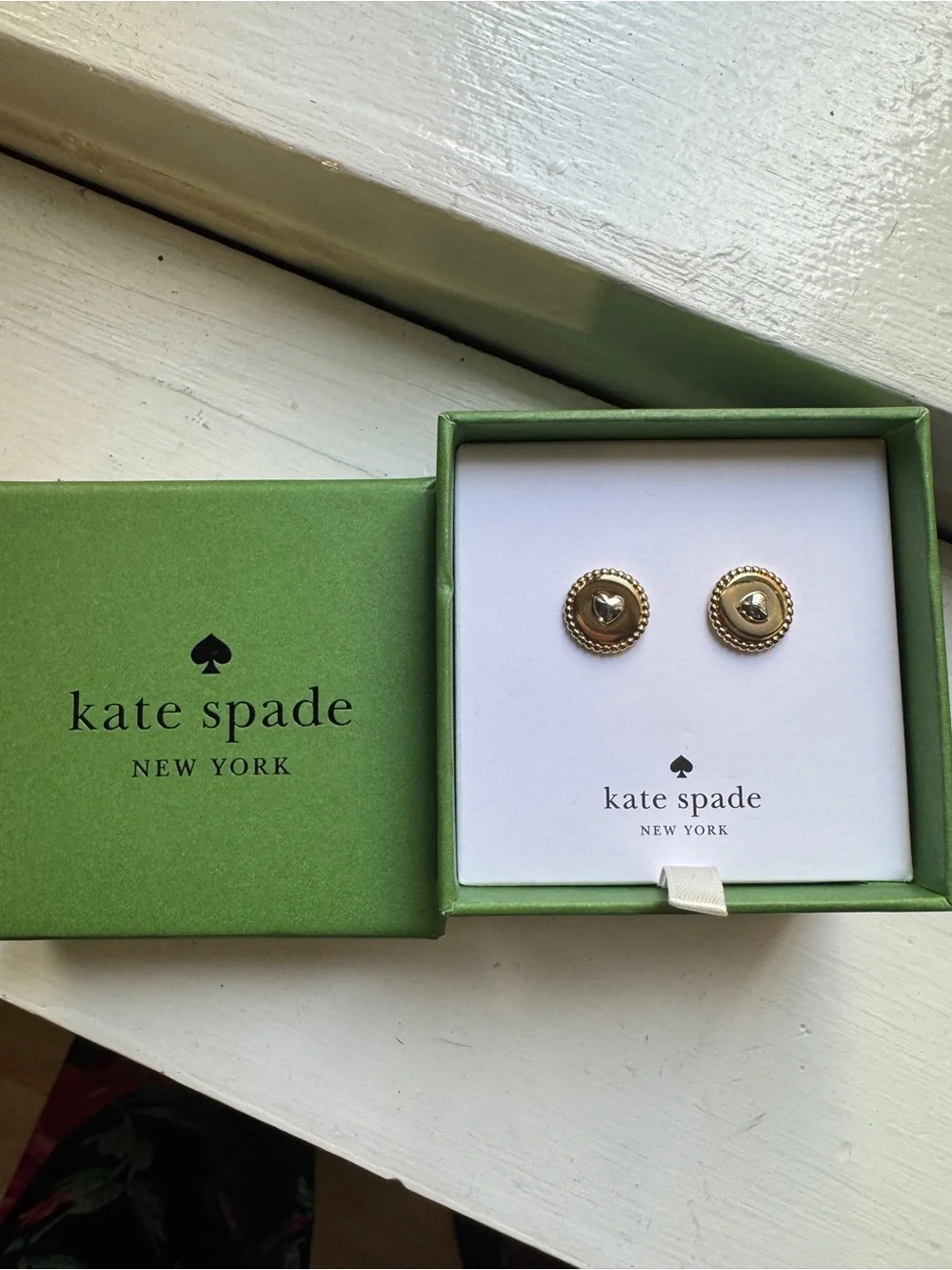 Kate Spade Gold-tone Heart Button Stud Earrings